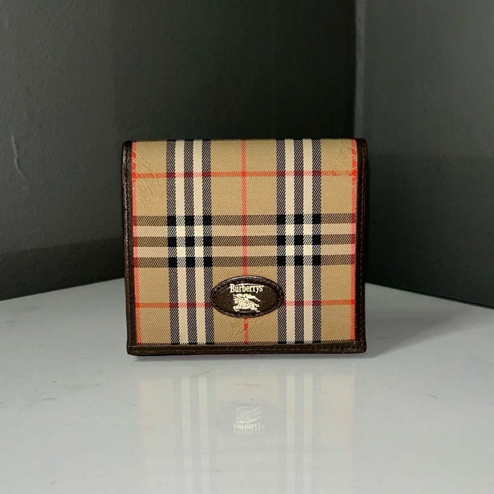 Vintage Burberry Nova Check Kiss Lock Compact Wallet